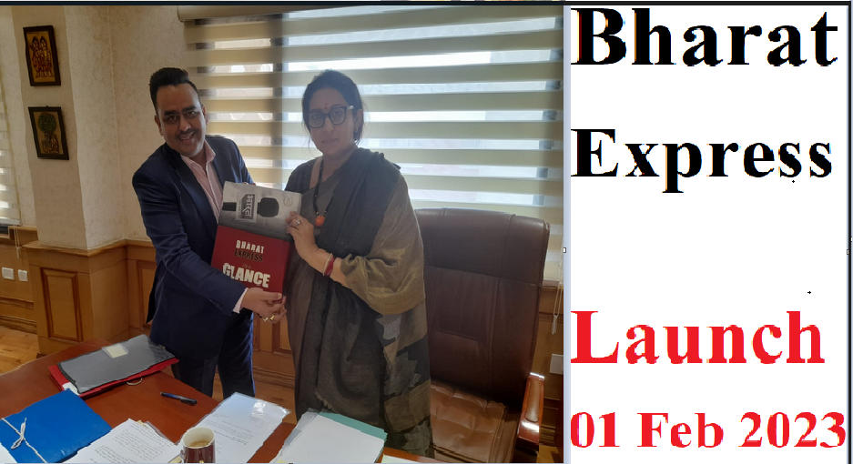 Bharat Express Chief Upendrra Rai with Minority Affairs Minister, Smriti Irani