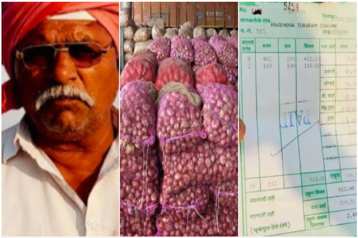 Journey Of 70 KM In Vain: Maharashtra Farmer Sells 512 Kg Onions In Nickel And Dimes, Gets Cheque For Rs 2