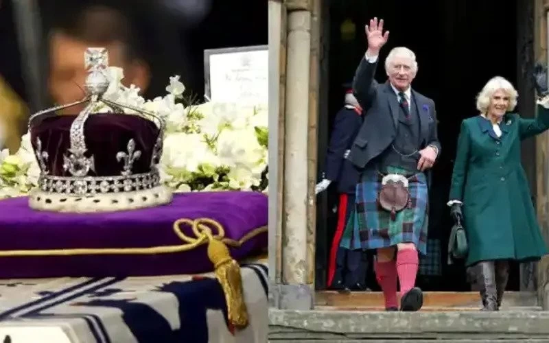 Britain's King Charles with Camilla, Britain's Queen Consort