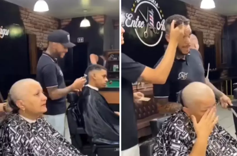Barber Shaves His Head To Support A Mother Fight Cancer