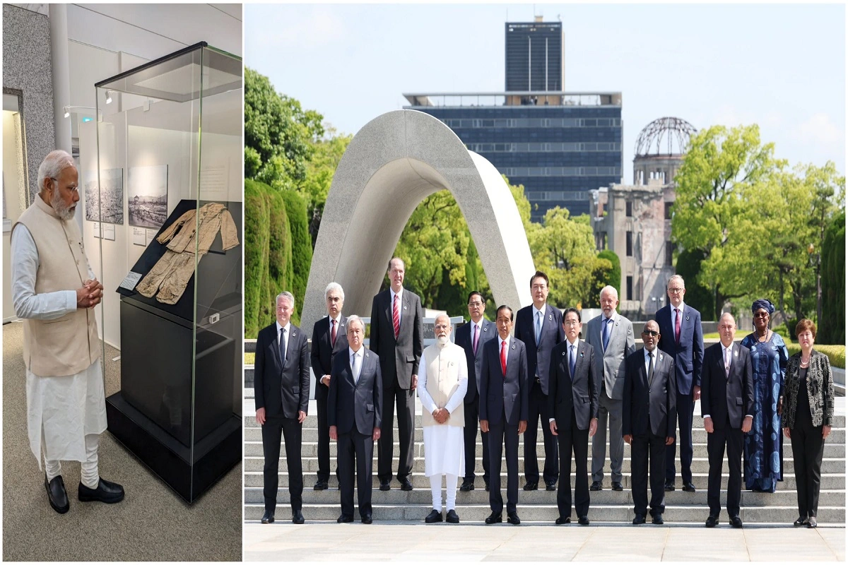 PM Modi Pays Floral Tributes To People Who Died In Nuclear Attack At Hiroshima Peace Memorial Park