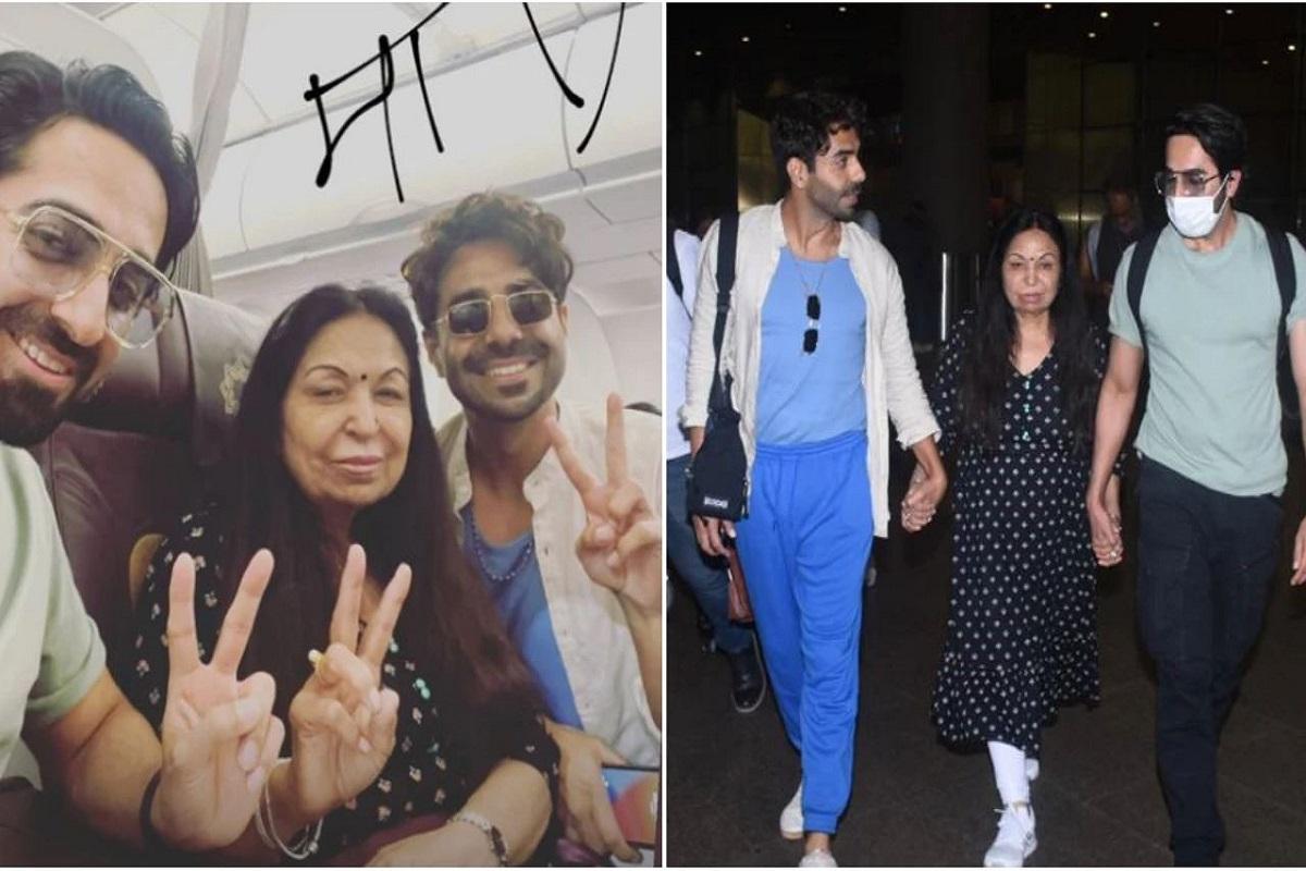 Ayushmann Khurrana And Aparshakti Khurana Hold Their Mother’s Hands As They Return To Mumbai, Watch Here