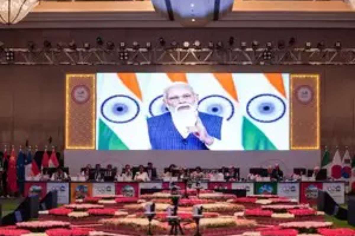 Prime Minister Narendra Modi addressing the meeting virtually